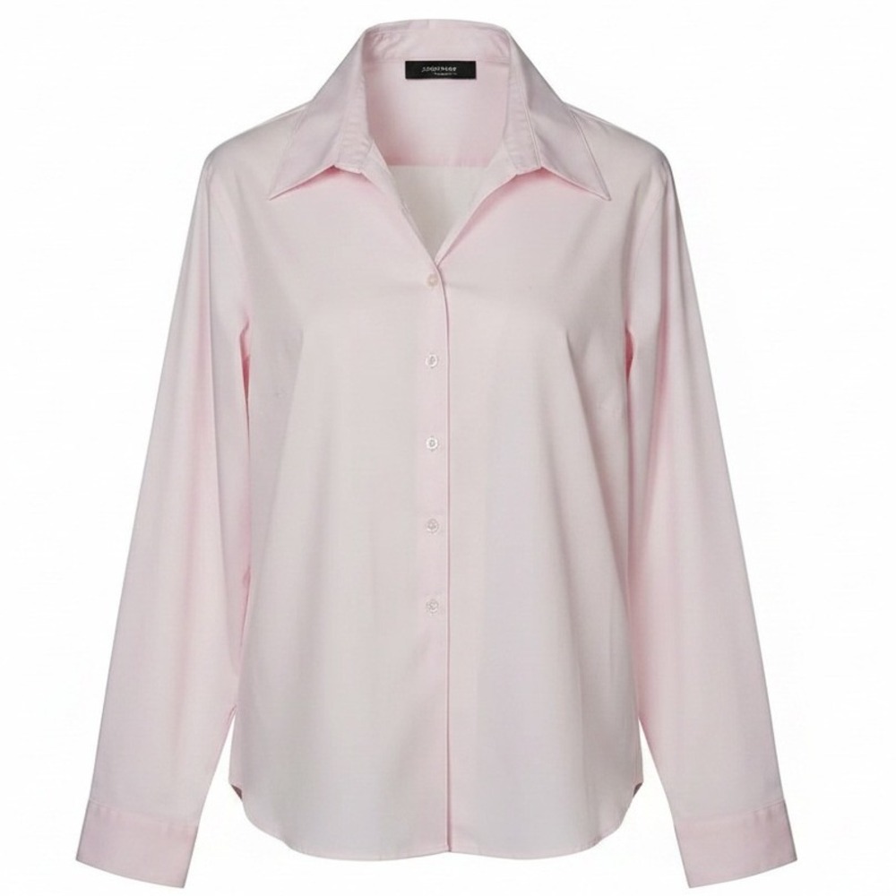 Jones Wear Essentials Soft Pink Button Down NWT Long Sleeve Cotton Top Size 16
